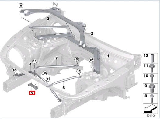 NEW BMW 5 G30 FRONT PANEL BODY SUPPORT HOLDER BRACE 51617214929 ORIGINAL