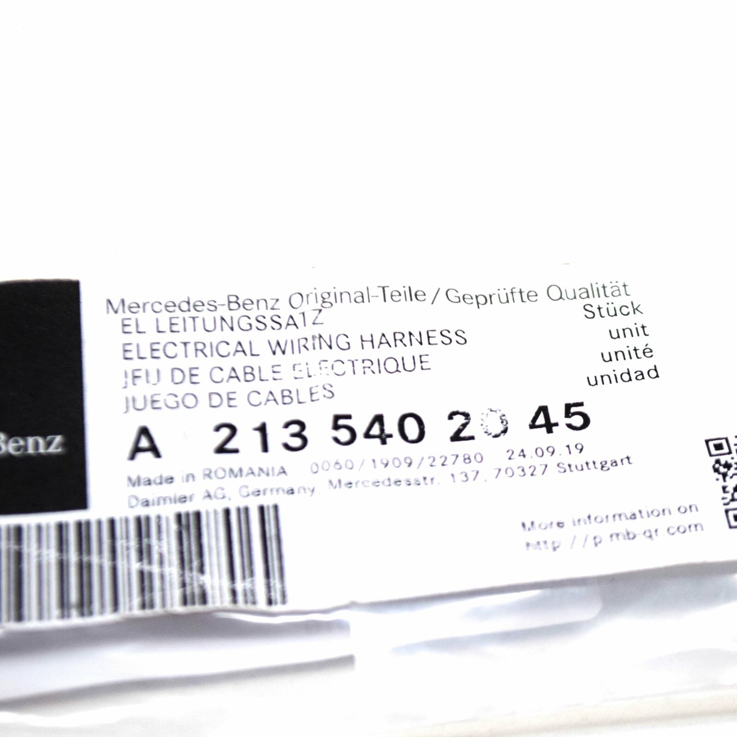 NEW MB E W213 FRONT CENTER CONSOLE LIGHT ELECTRIC WIRING A2135402045 ORIGINAL