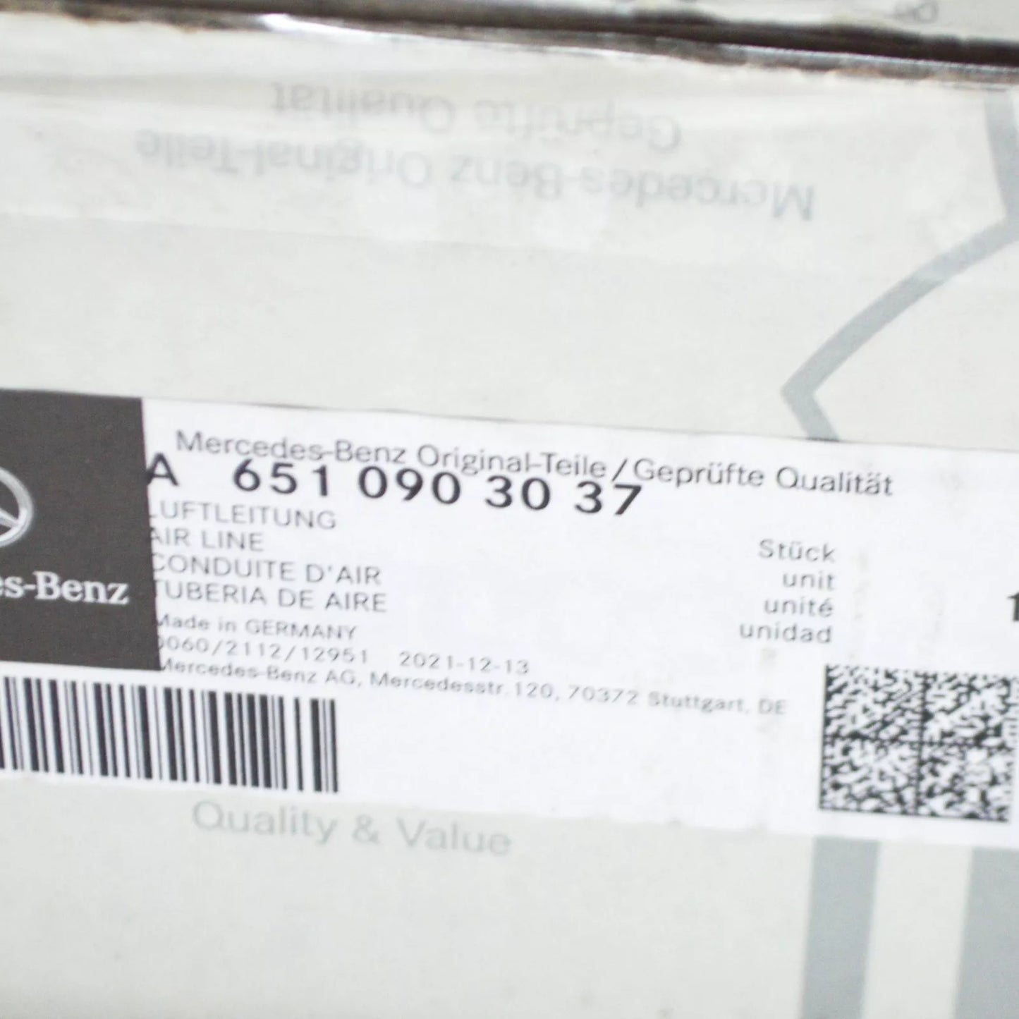 NEW MERCEDES-BENZ C W204 INTAKE MANIFOLD AIR LINE A6510903037