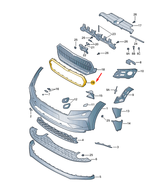 new skoda enyaq iv radiator grille cover trim 5la8537612zz original