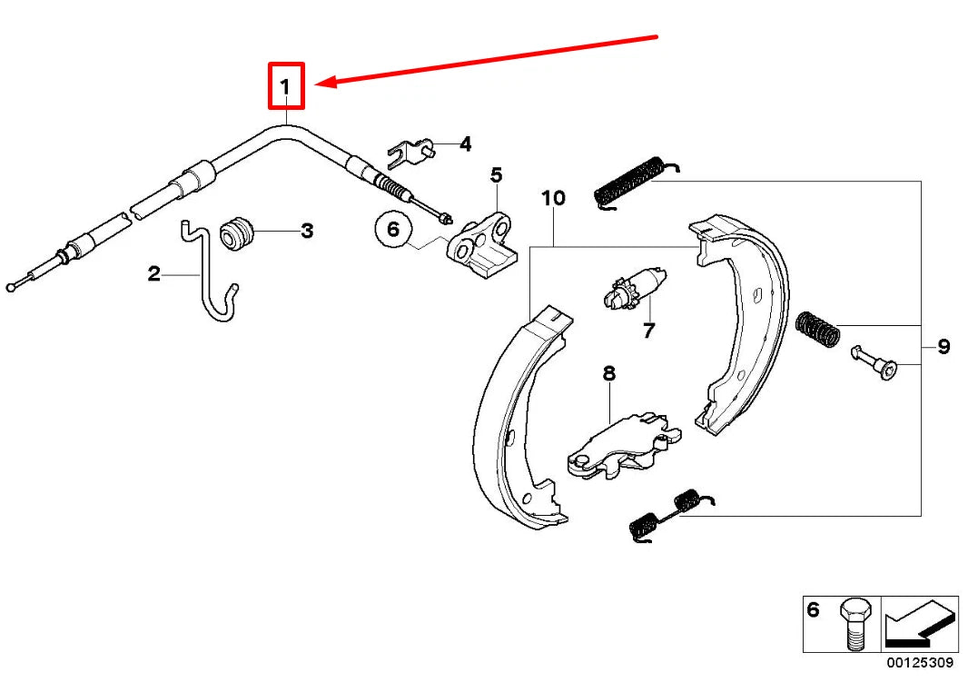 NEW BMW 6 E63 RIGHT HAND BRAKE BOWDEN CABLE 34406770604 6770604 ORIGINAL