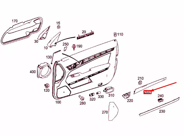 NEW MERCEDES-BENZ E C207 FRONT LEFT DOOR MOULDING A20772023222A04 ORIGINAL