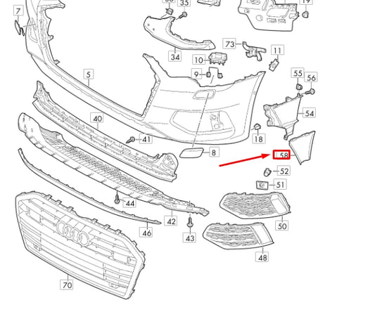 NEW AUDI A6 C8 FRONT BUMPER COVER LEFT AIR GUIDE 4K0121763G ORIGINAL