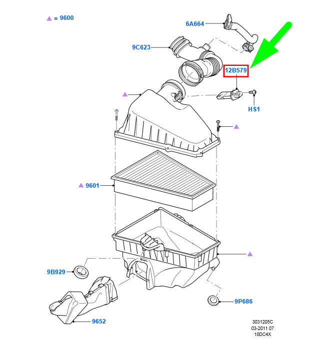 new ford galaxy mk2 air mass meter sensor 1376235 6c11-12b579-aa original