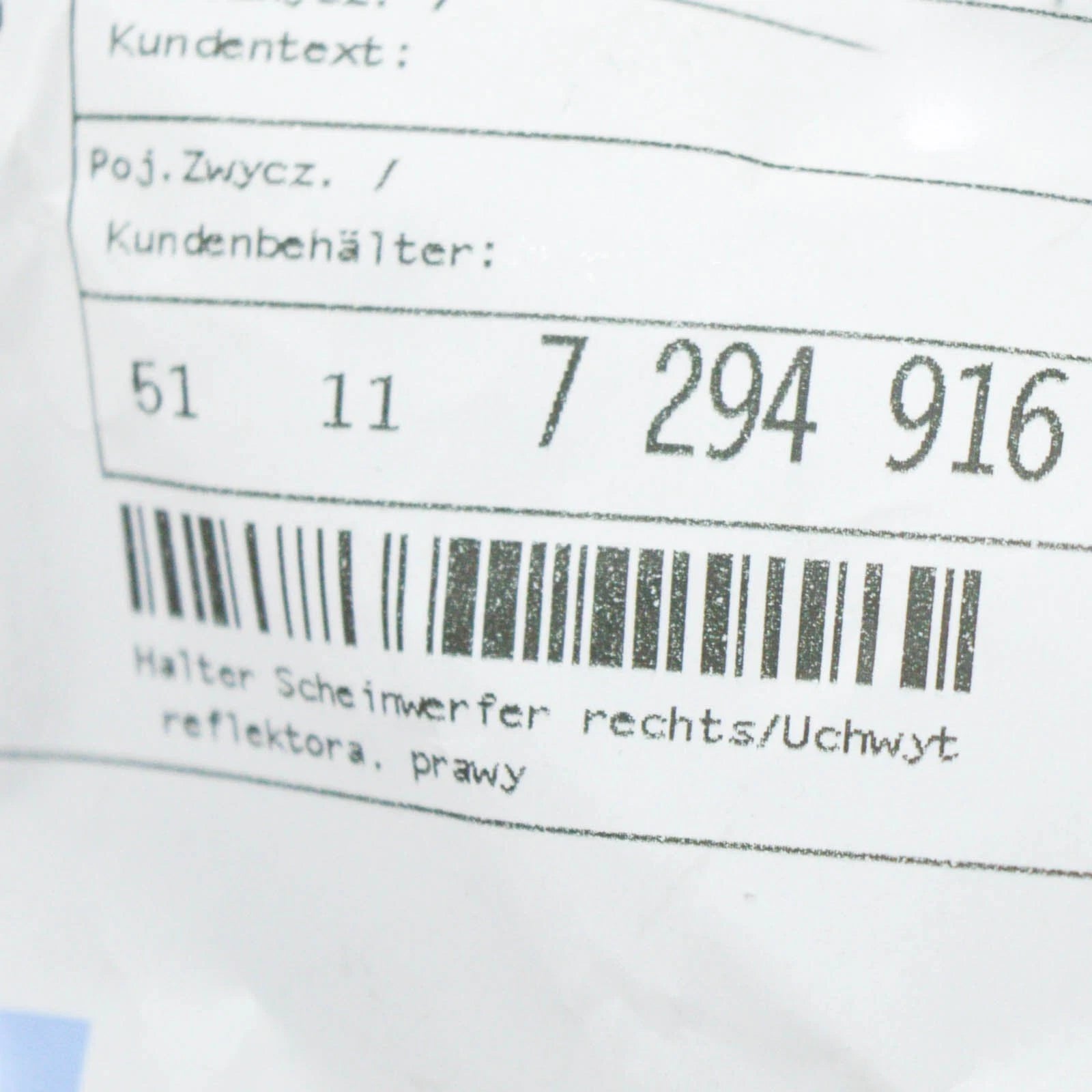 NEW BMW 3 GRAN TURISMO F34 RIGHT HEADLIGHT BRACKET MOUNT 51117294916 ORIGINAL