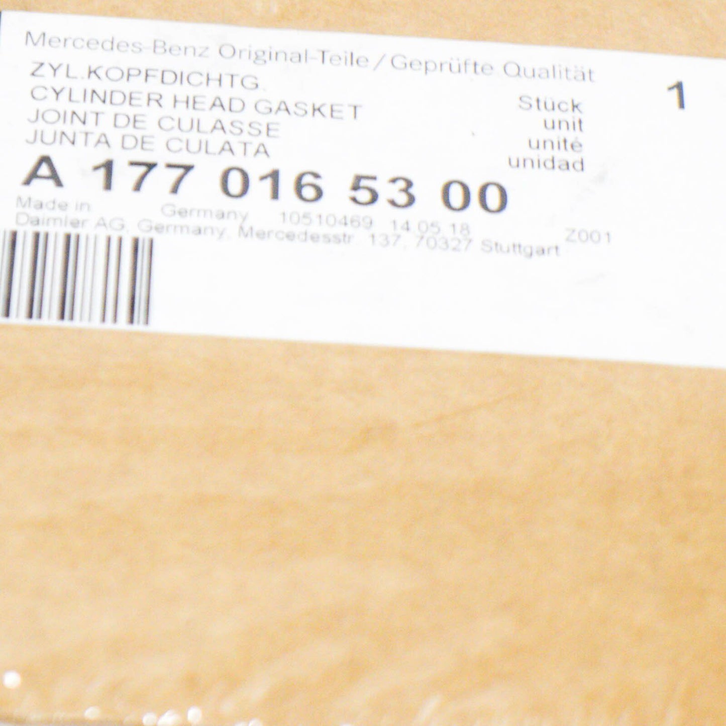 NEW MERCEDES BENZ GLC C253 AMG LEFT CYLINDER HEAD GASKET A1770165300 ORIGINAL