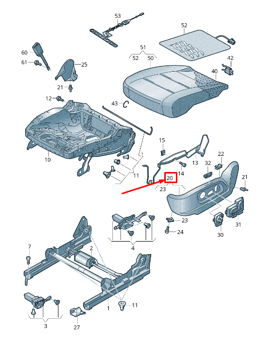 new vw sharan 7n front right outer seat frame trim 5n0881314kna2 original