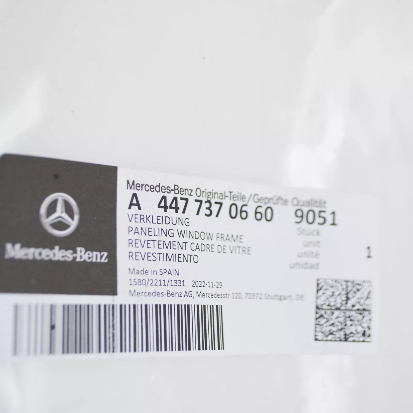 NEW MERCEDES-BENZ VITO W447 REAR LEFT WINDOW FRAME TRIM A44773706609051 ORIGINAL