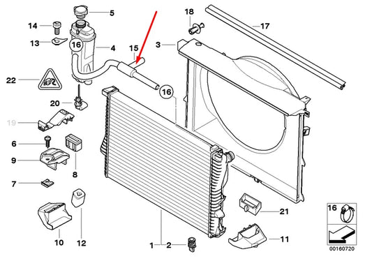 NEW BMW 5 E39 COOLANT OVERFLOW HOSE 17111427156 528I 142KW ORIGINAL