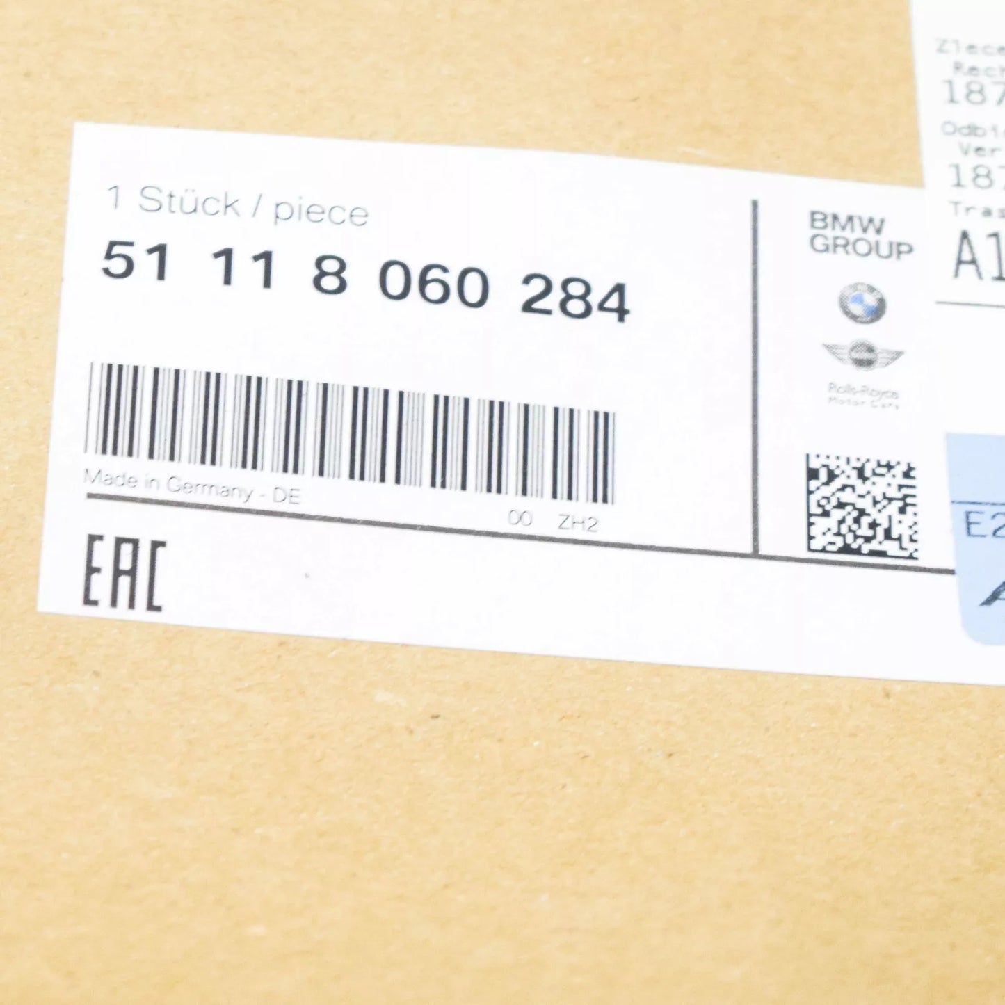 NEW BMW 1 F20 FRONT M SPORT BUMPER CENTER LOWER GRILLE 51118060284 ORIGINAL