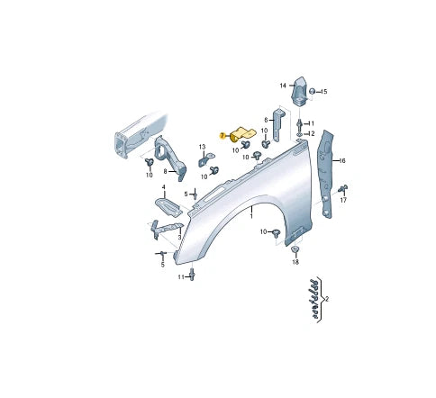 NEW AUDI A5 CABRIO 8W6 FRONT FENDER WING HOLDER 8W6821471 ORIGINAL