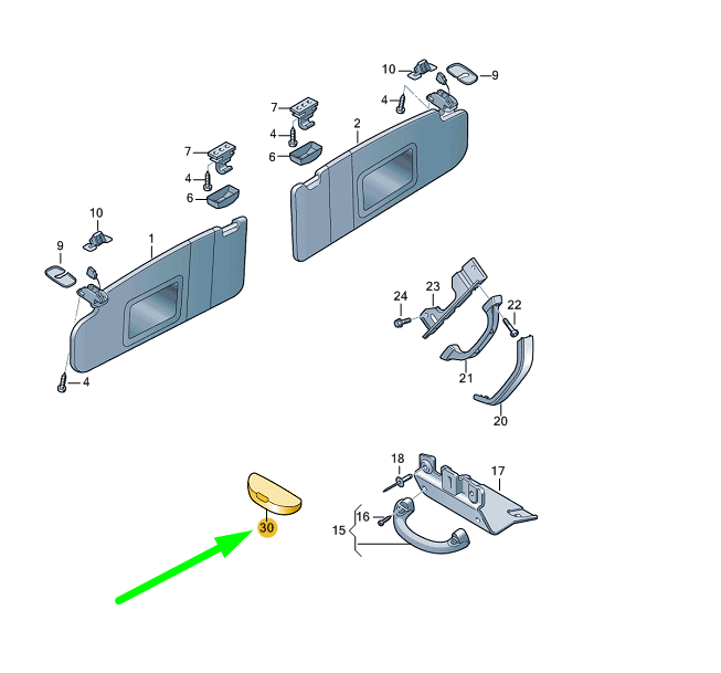 NEW VOLKSWAGEN TRANSPORTER T6 SPECTACLES HOLDER 7E1857465AY20 ORIGINAL