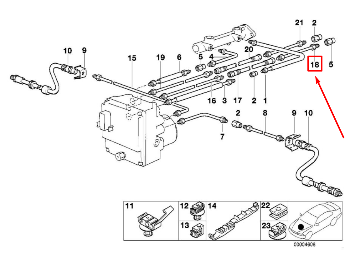 new bmw 5 e39 front brake pipe 34326755310 6755310 original