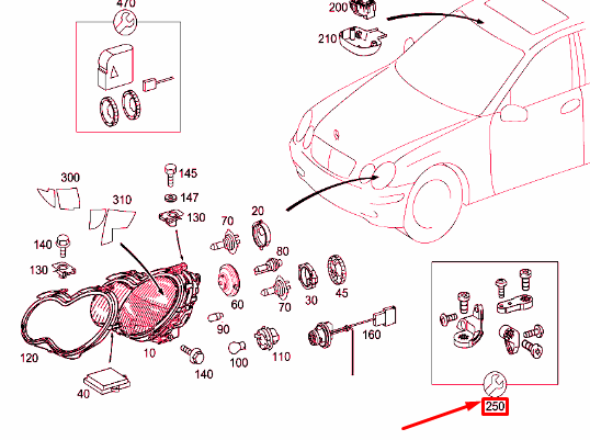 NEW MERCEDES-BENZ C-CLASS W203 HEADLIGHT BRACKET REPAIR KIT A2038203214 ORIGINAL
