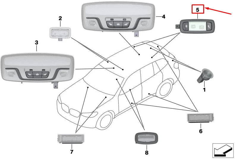 NEW BMW 5 TOURING G31 LH PANORAMA GLASS ROOF INTERIOR LIGHT 63319390891 ORIGINAL