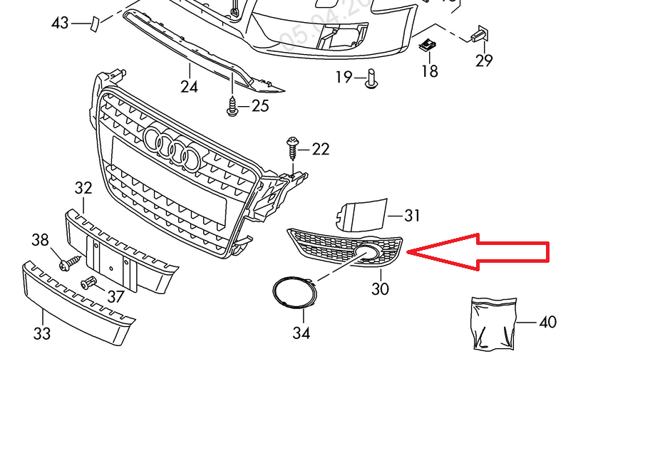NEW AUDI A4 B8 LEFT FOG LIGHT GRILLE S-LINE 8K0807681C01C 8K0807681C 2010