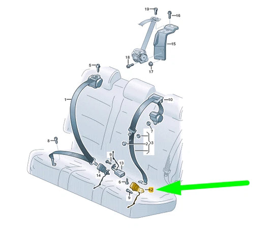 NEW VW TIGUAN MK2 AD REAR LEFT SEAT BELT LATCH 5NA857753BMNB ORIGINAL