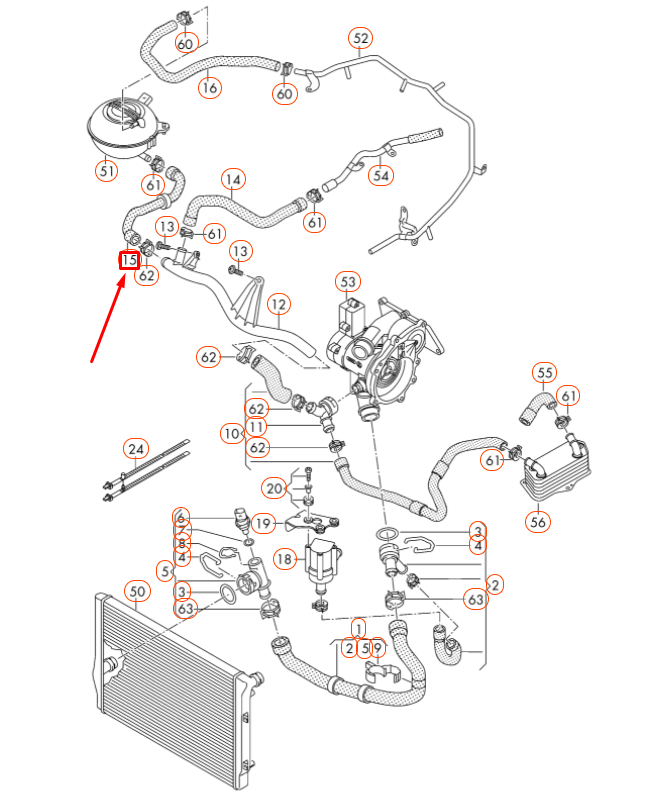 NEW AUDI A3 8V COOLANT HOSE 5Q0122109J ORIGINAL