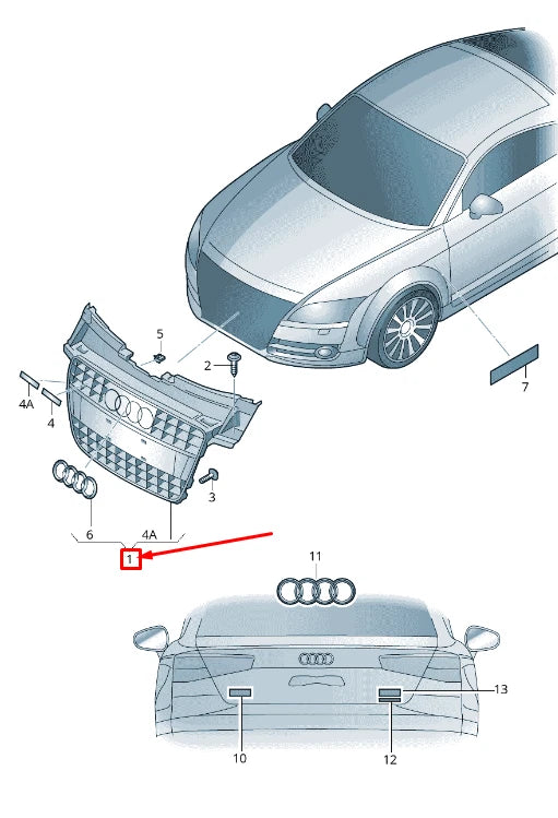 NEW AUDI TT 8J RADIATOR GRILLE 8J0853651 1QP 8J08536511QP ORIGINAL