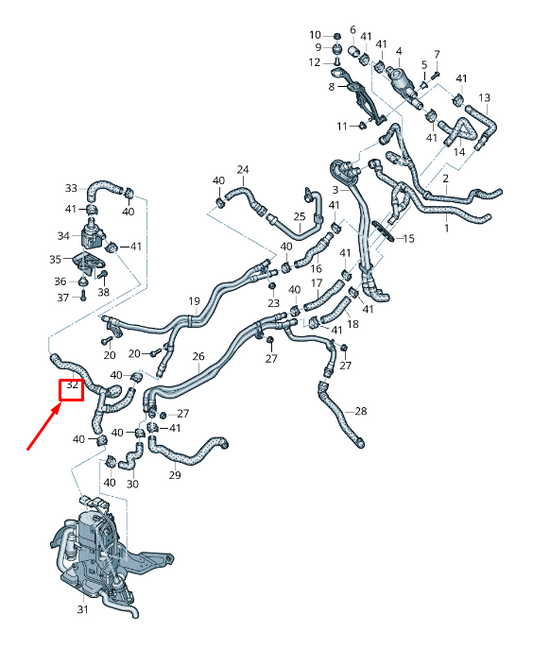 new audi a8 4n engine coolant hose 4n0265036 original