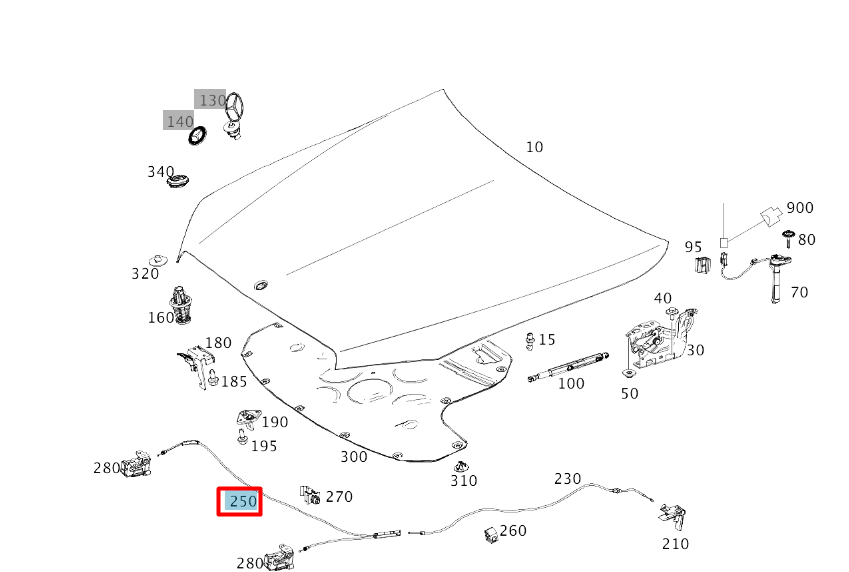 NEW MERCEDES-BENZ E W213 FRONT BONNET HOOD LID LOCK CABLE A2058805509 ORIGINAL