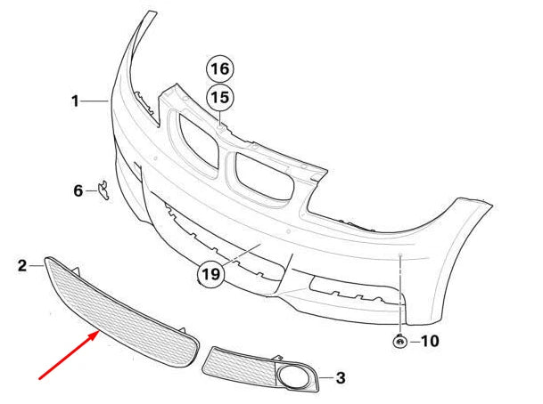 NEW BMW 1 E82 FRONT M BUMPER LOWER GRILLE 51118045432 8045432 2010 ORIGINAL