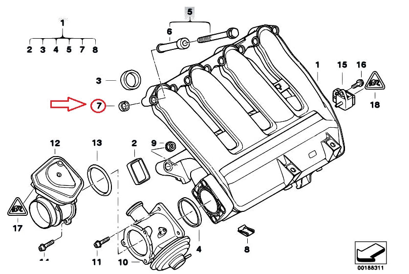 NEW BMW 3 E90 INTAKE MANIFOLD BACKUP RING 11612246949
