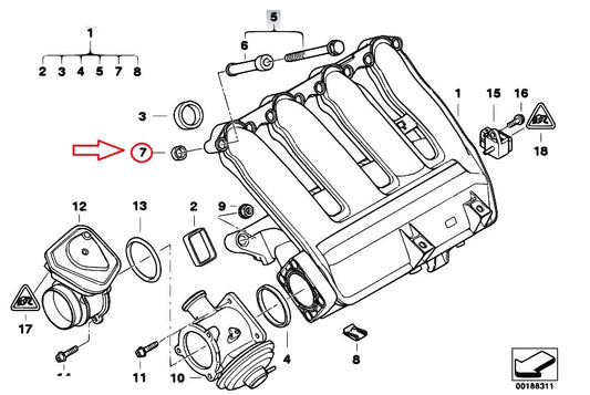 NEW BMW 3 E90 INTAKE MANIFOLD BACKUP RING 11612246949
