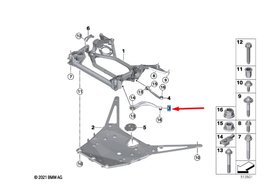 NEW BMW M4 COUPE G22 FRONT LEFT CONTROL ARM WISHBONE 31108095653 ORIGINAL