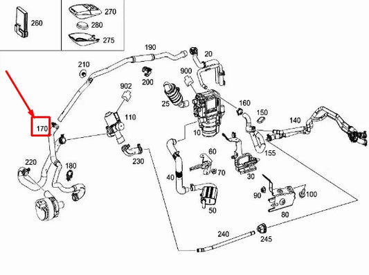 NEW MERCEDES-BENZ C W205 ADDITIONAL WATER PUMP HEATING LINE A2055061900 ORIGINAL
