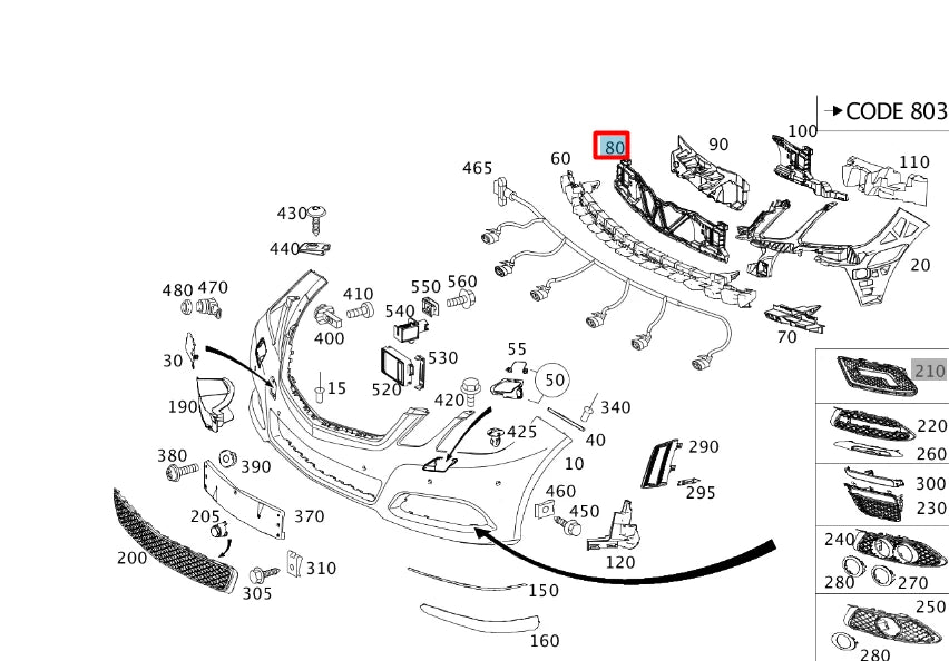 NEW MERCEDES-BENZ E W212 REAR BUMPER CENTER CARRIER BRACKET A2128855865 ORIGINAL