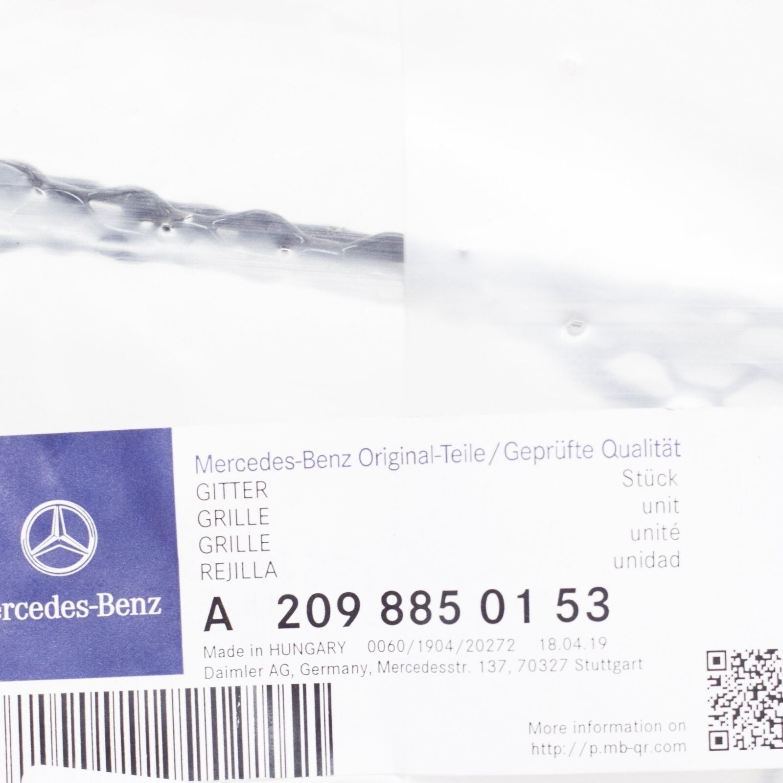 NEW MERCEDES-BENZ CLK C209 AMG FRONT BUMPER LEFT GRILL A2098850153 2009 ORIGINAL