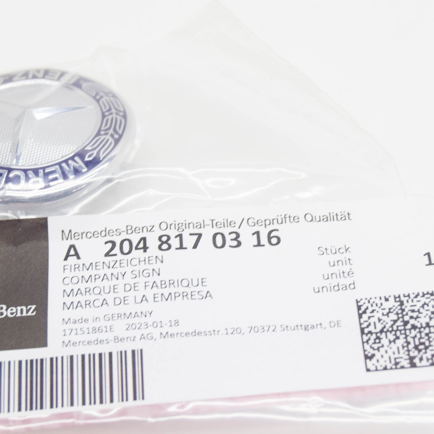NEW MB C W204 FRONT BUMPER RADIATOR GRILLE EMBLEM BADGE A2048170316 ORIGINAL