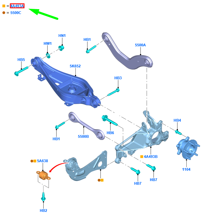 new ford focus mk4 rear left wheel knuckle 2479370 jx61-5a969-bej original