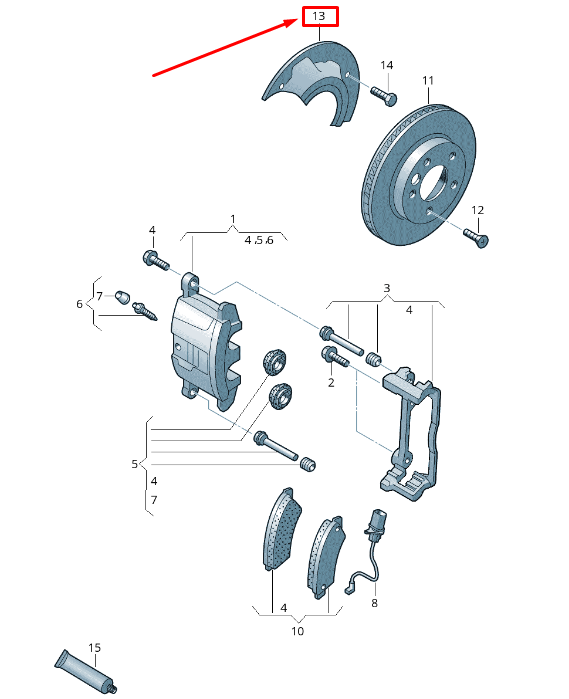 new vw multivan v 7h mk5 front left brake disc splash shield 7e0615311b original