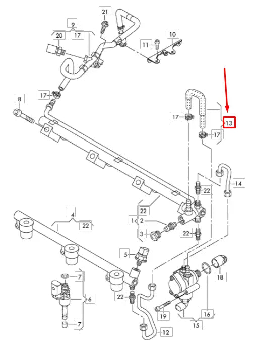 NEW AUDI Q7 4L HIGH PRESSURE FUEL PUMP RETURN HOSE 03H133322E