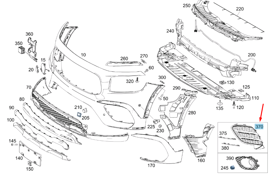 NEW MB GLB X247 FRONT BUMPER LOWER RIGHT SIDE GRILLR COVER A2478857803 ORIGINAL