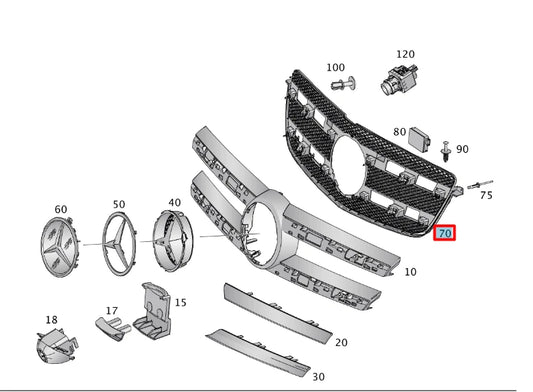 NEW MERCEDES-BENZ GLS X166 FRONT BUMPER RADIATOR GRILLE A1668880200 ORIGINAL