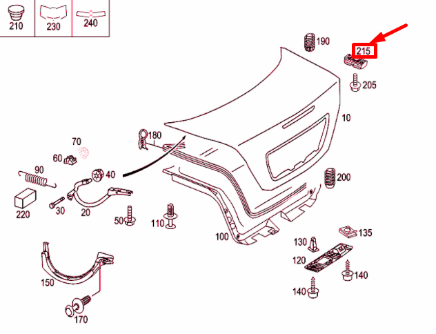 NEW MERCEDES-BENZ C W203 TRUNK LID TOP SIDE BUFFER A2037500097 ORIGINAL