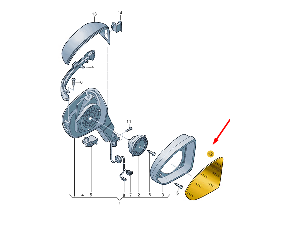 NEW SKODA ENYAQ IV FRONT LEFT DOOR MIRROR GLASS LHD 5LB857521 ORIGINAL