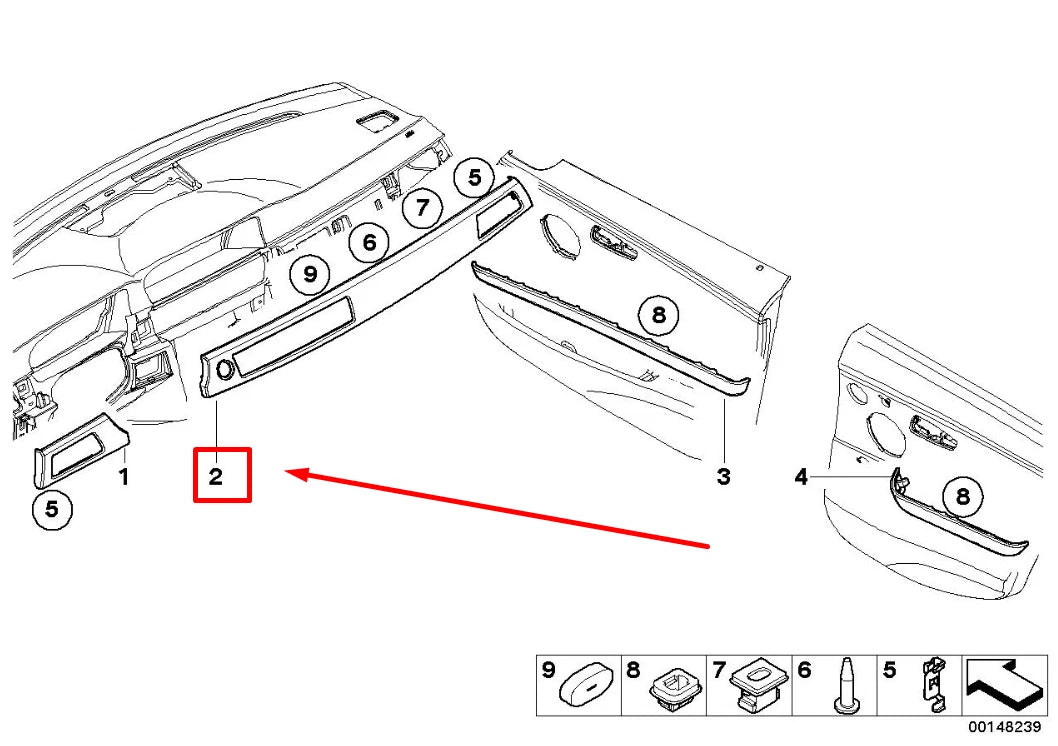 NEW BMW 3 E90 RIGHT DASHBOARD DECORATIVE STRIP 51456985641 6985641 ORIGINAL