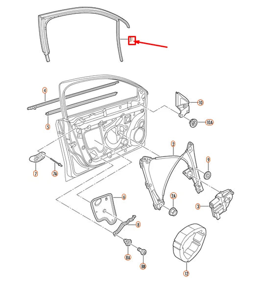 NEW VOLKSWAGEN JETTA A6 FRONT RIGHT WINDOW GUIDE 5C68374325AP ORIGINAL
