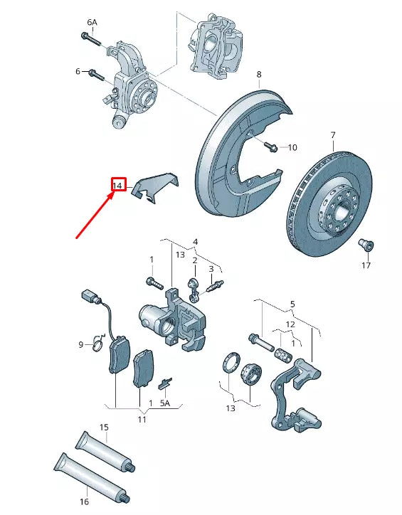 NEW VW TRANSPORTER VI T6 REAR RIGHT BRAKE BRACKET 7H0615134 ORIGINAL