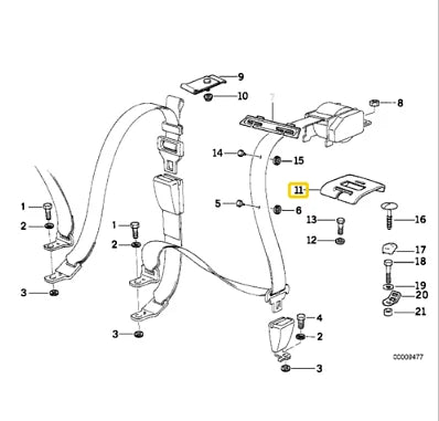 NEW BMW 3 E36 REAR SAFETY BELT COVERING ANTHRACITE 72118179976