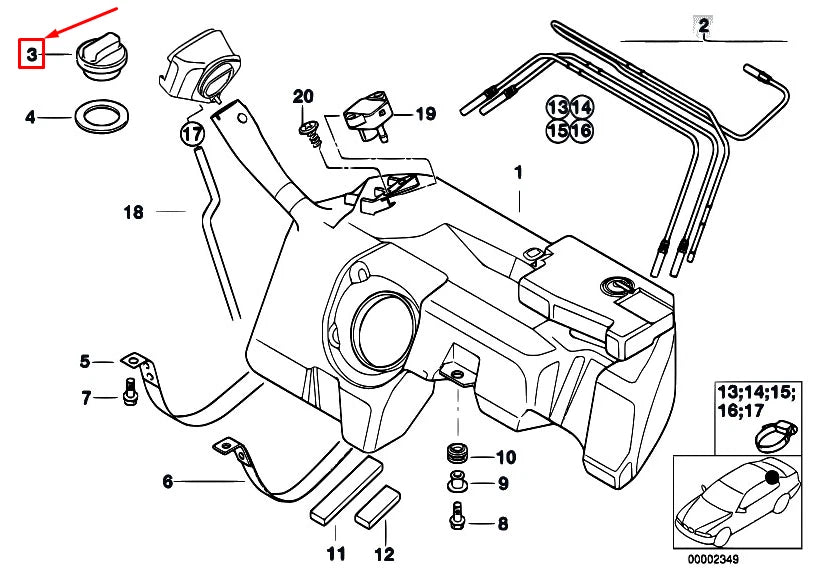 NEW BMW Z3 E36 COUPE ROADSTER FUEL TANK FILER CAP 16116756771 ORIGINAL