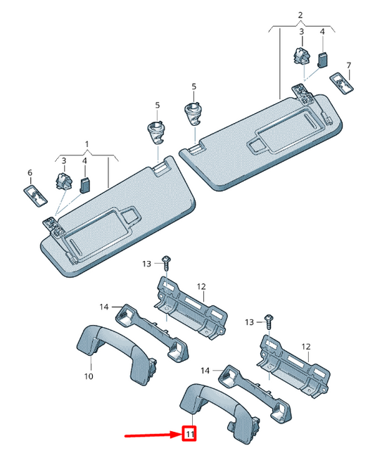 NEW VOLKSWAGEN T-ROC A11 REAR ROOF HANDLE 2G085764382V ORIGINAL