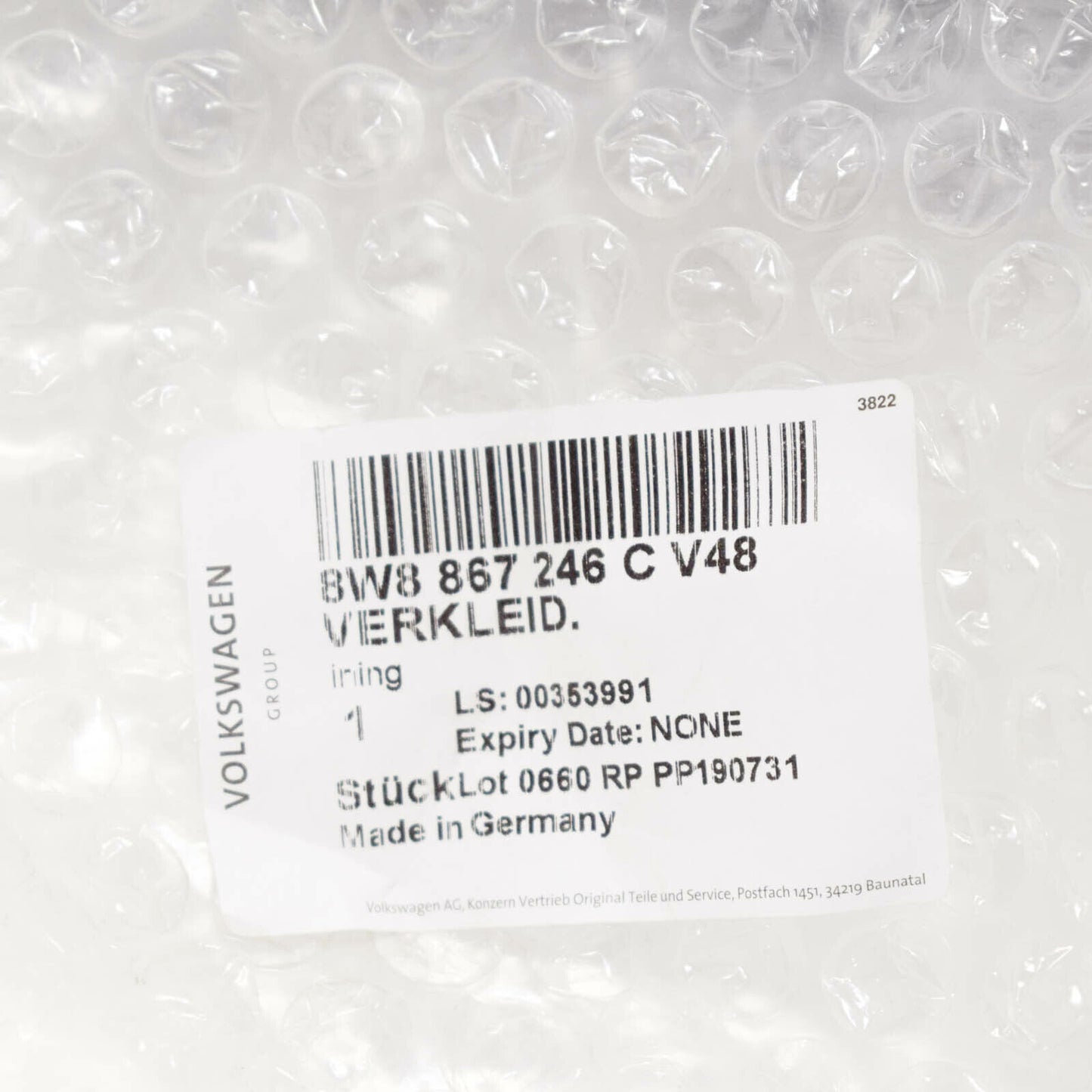 NEW AUDI A5 8W6 SPORTBACK REAR UPPER RIGHT QUARTER TRIM 8W8867246CV48 ORIGINAL