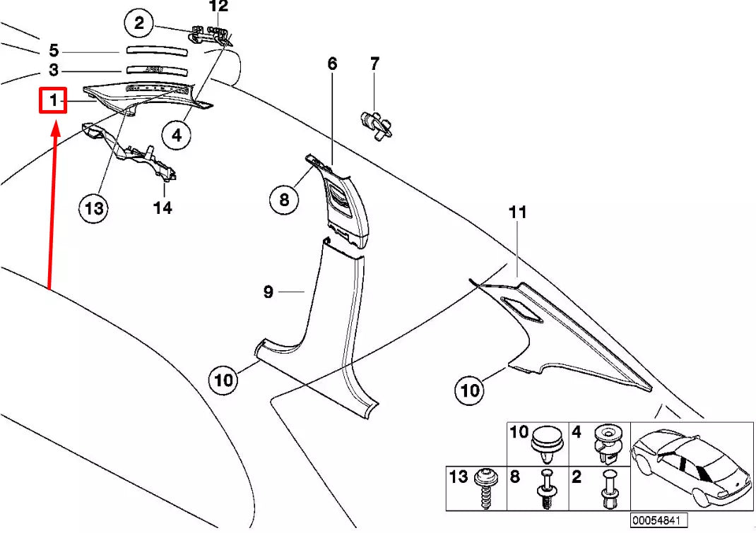 NEW BMW 3 E46 LEFT INTERIOR COLUMN-A COVER 51432699793 2699793 ORIGINAL