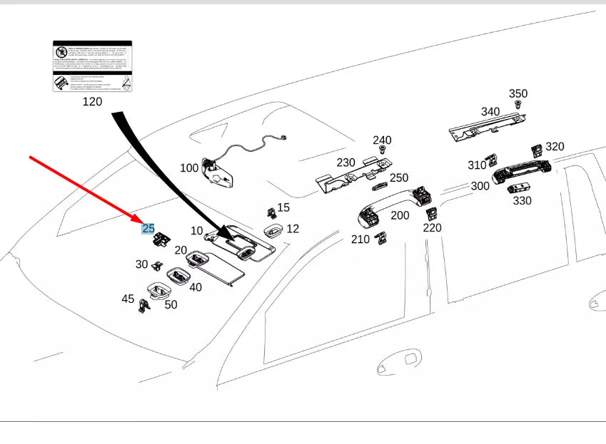 NEW MERCEDES-BENZ GLE W167 SUN VISOR COUNTER BEARING A09981014129051 ORIGINAL