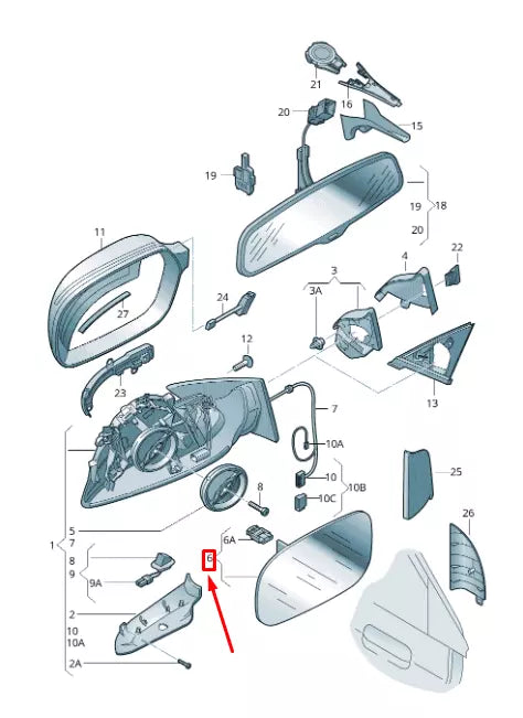 NEW AUDI A4 AVANT B8 FRONT LEFT DOOR MIRROR GLASS 8K0857535G ORIGINAL